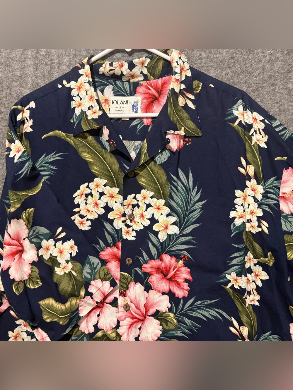 Iolani Hawaiian Floral Shirt Mens XXL Button Up Silky Soft Comfort Pink Blue